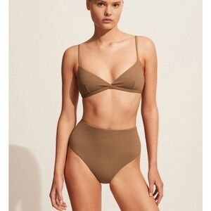 NWOT Matteau Cinnamon Crinkle high waisted Tri Crop Bikini